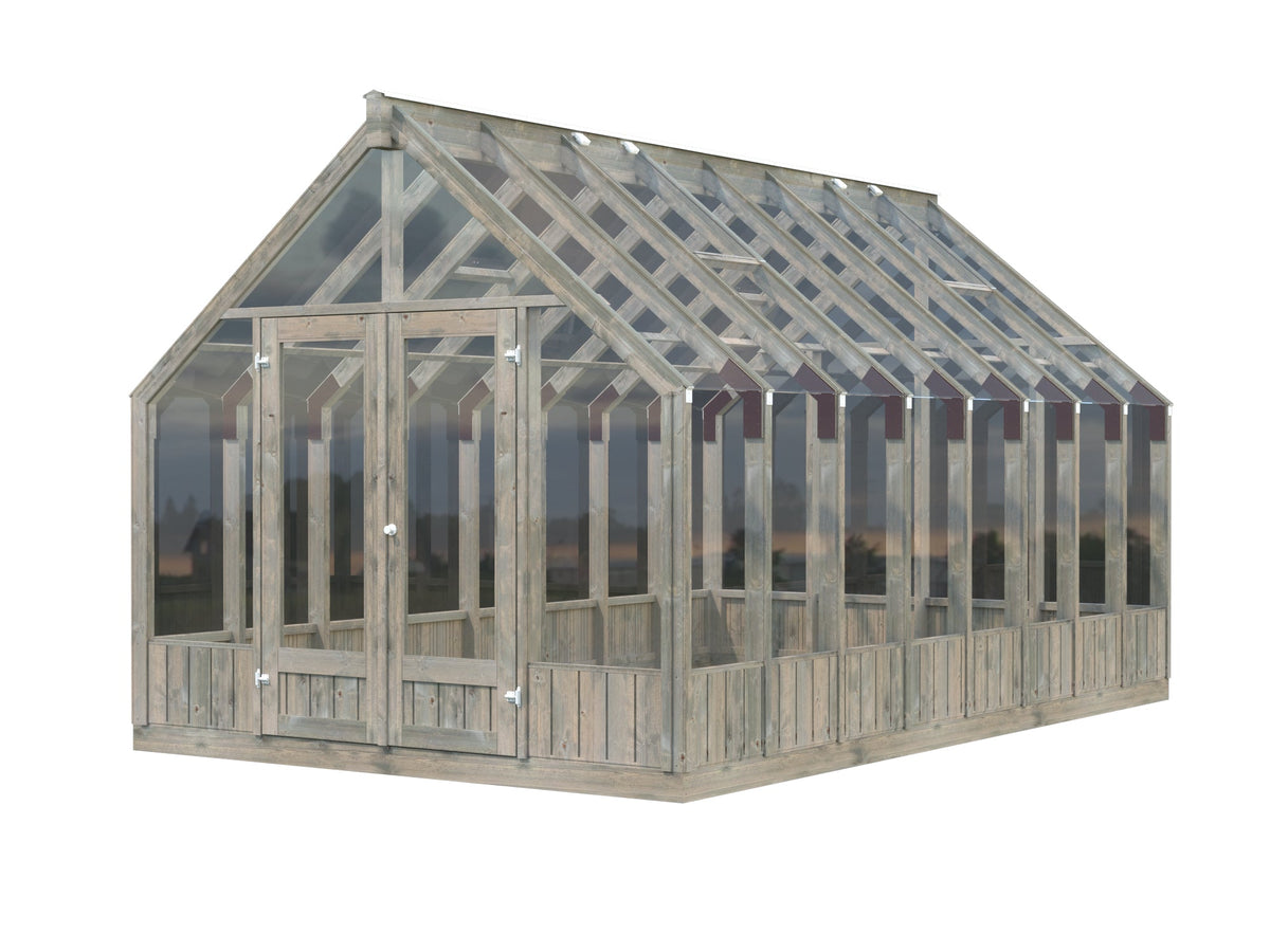 Glasshouse Emilia 13.8 m², grey pressure-treated