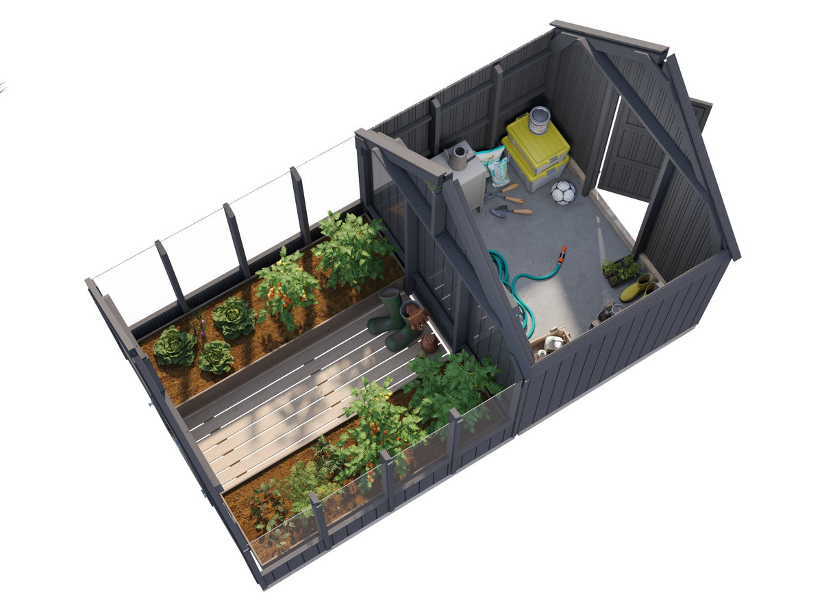 Glasshouse Emilia 5.4+4.0 m² (RAL7012)