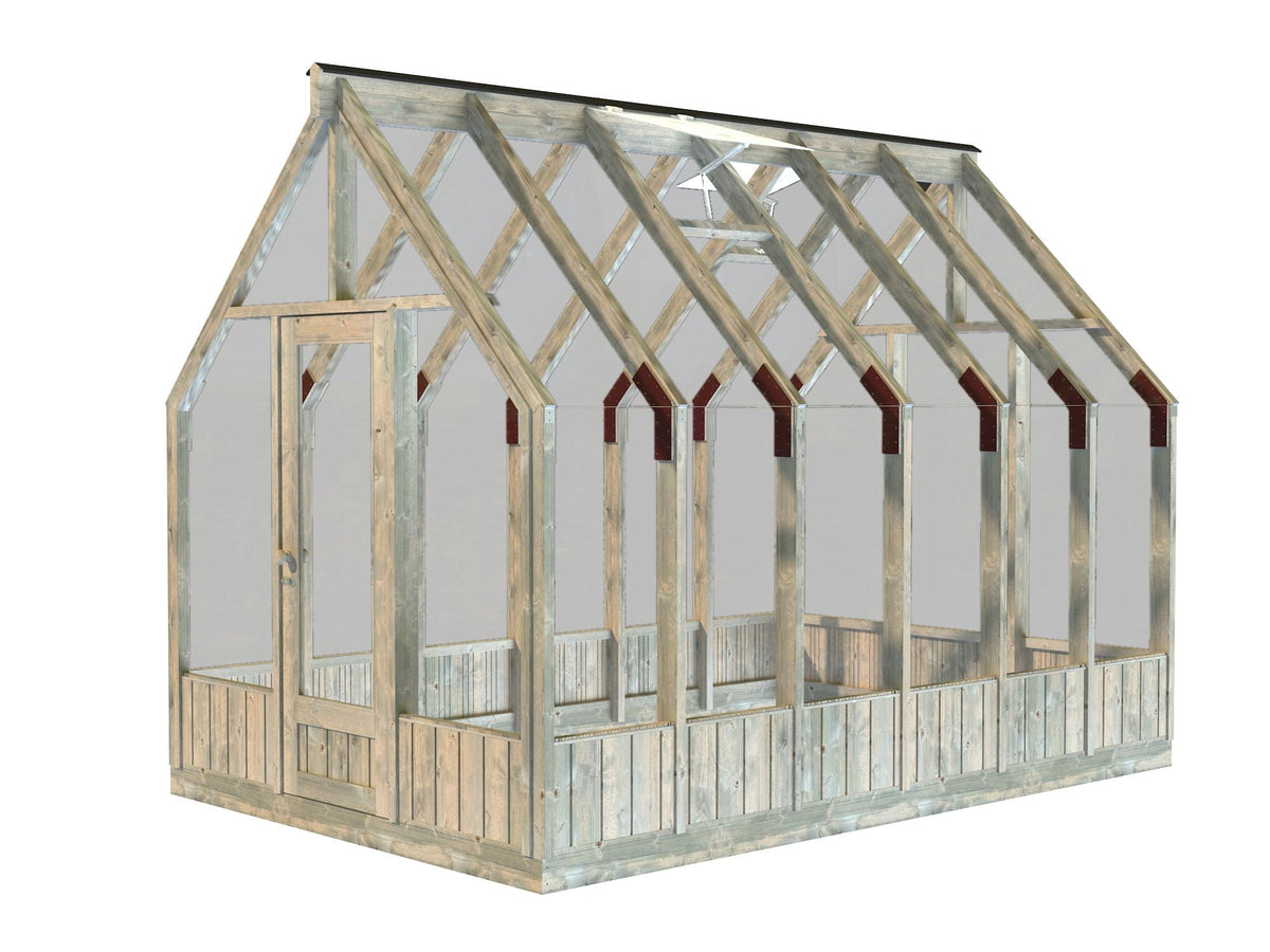 Glasshouse Emilia 8.2 m², grey pressure-treated