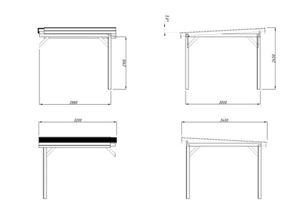 Lenna extra roof with 2 posts