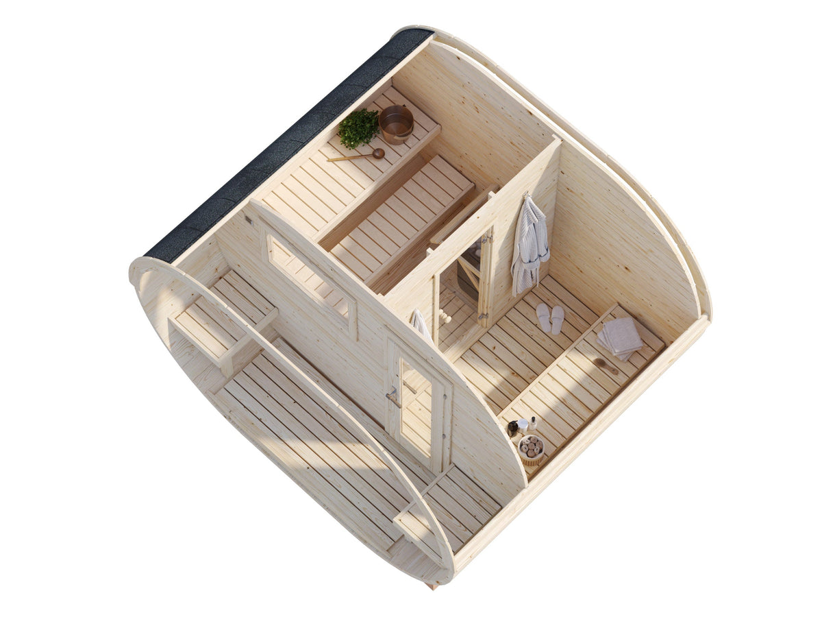 Oval Family Sauna Anette 3.0+1.5 m²