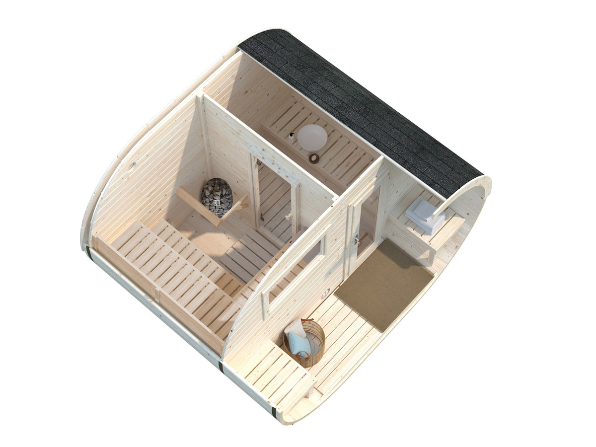Oval Family Sauna Anette 3.0+1.5 m²