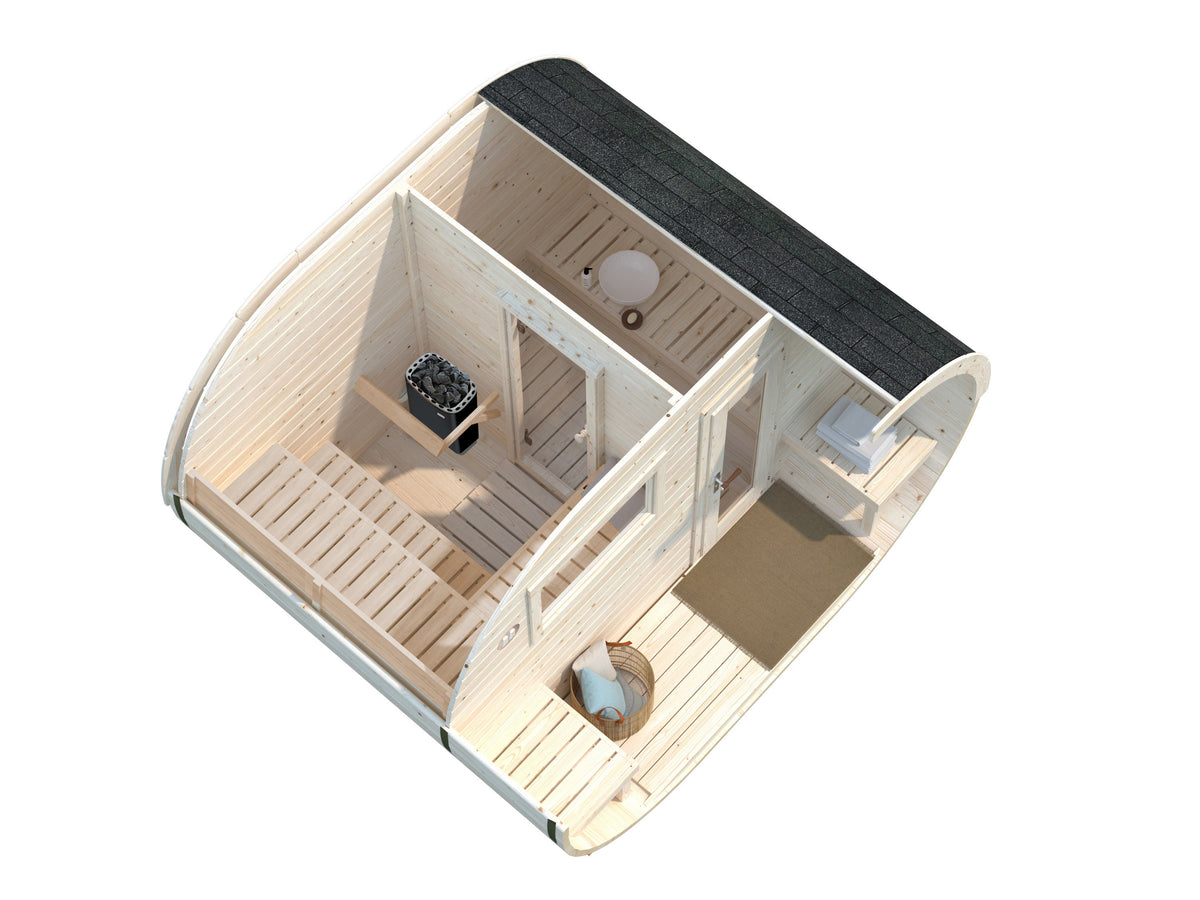 Oval Family Sauna Anette 3.0+1.5 m²