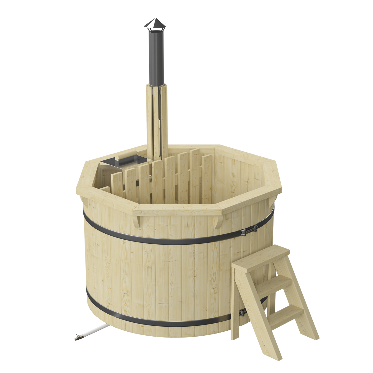 Wood-fired Hot Tub XM 1.5m diameter (~2-4 people, internal heater)