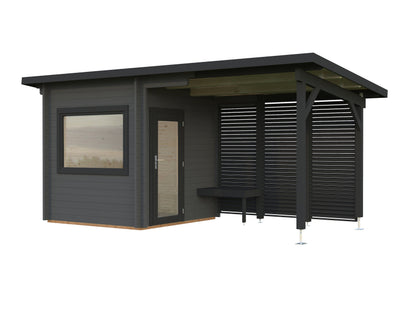 Sauna Sanna 4.1+5.9 m², grey with anthracite trim