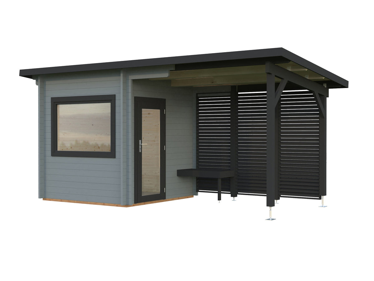 Sauna Sanna 4.1+5.9 m², light grey with anthracite trim