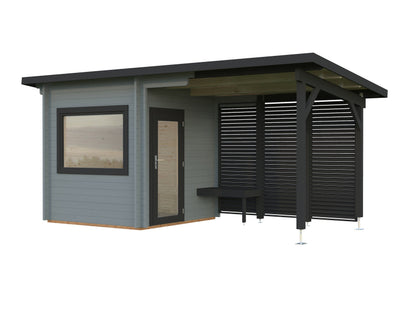 Sauna Sanna 4.1+5.9 m², light grey with anthracite trim