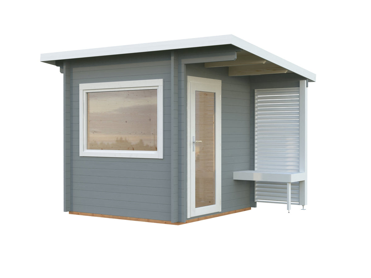 Sauna Sanna 4.1 m², light grey with white trim