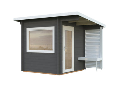 Sauna Sanna 4.1 m², grey with white trim