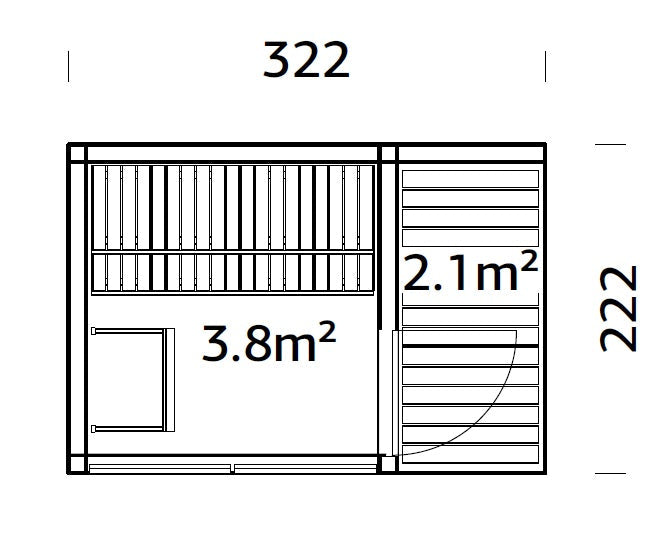 Sauna Sarah 3.8+2.1 m²