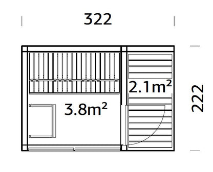 Sauna Sarah 3.8+2.1 m²