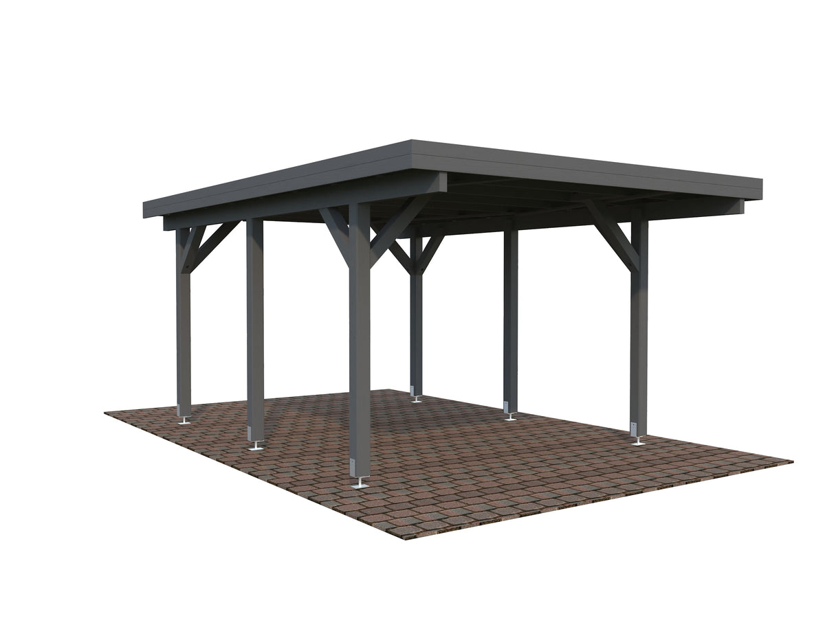 Timber Carport Karl 11.7 m², painted grey