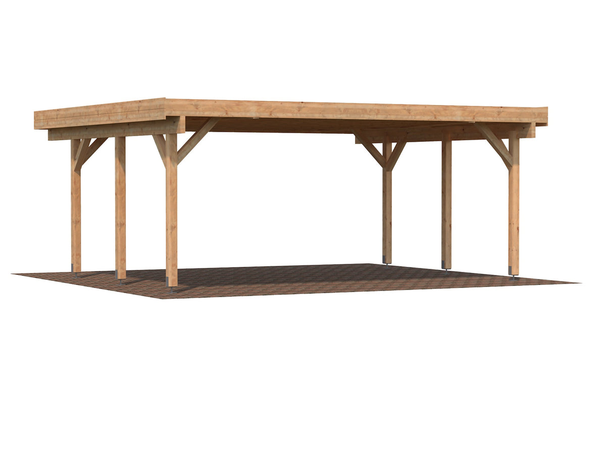 Timber Carport Karl 20.6 m², brown dip-treated