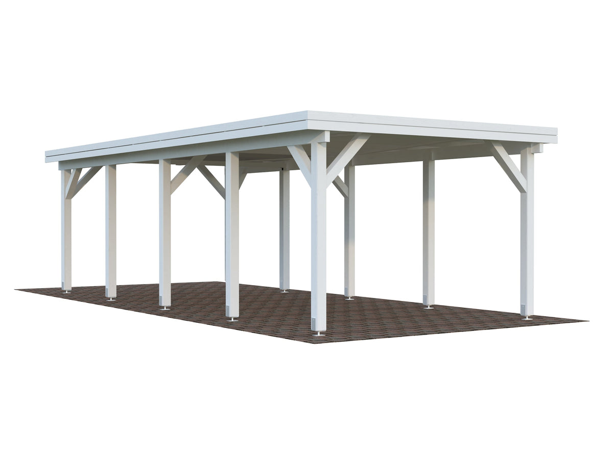 Timber Carport Karl 23.1 m², painted white