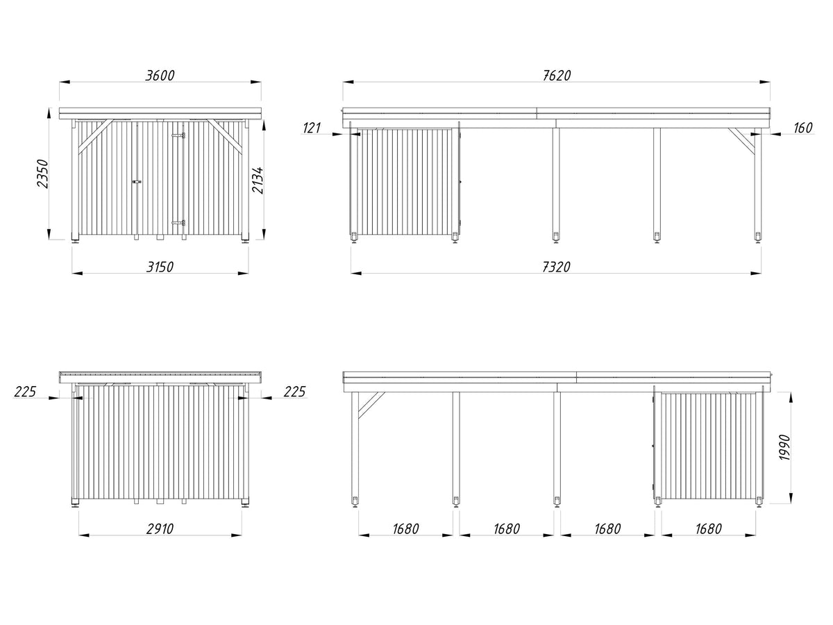 Timber Carport Karl 23.1 m² with shed