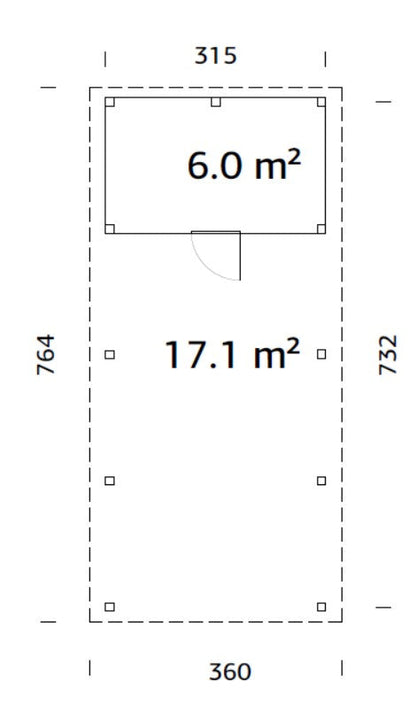 Timber Carport Karl 23.1 m² with shed