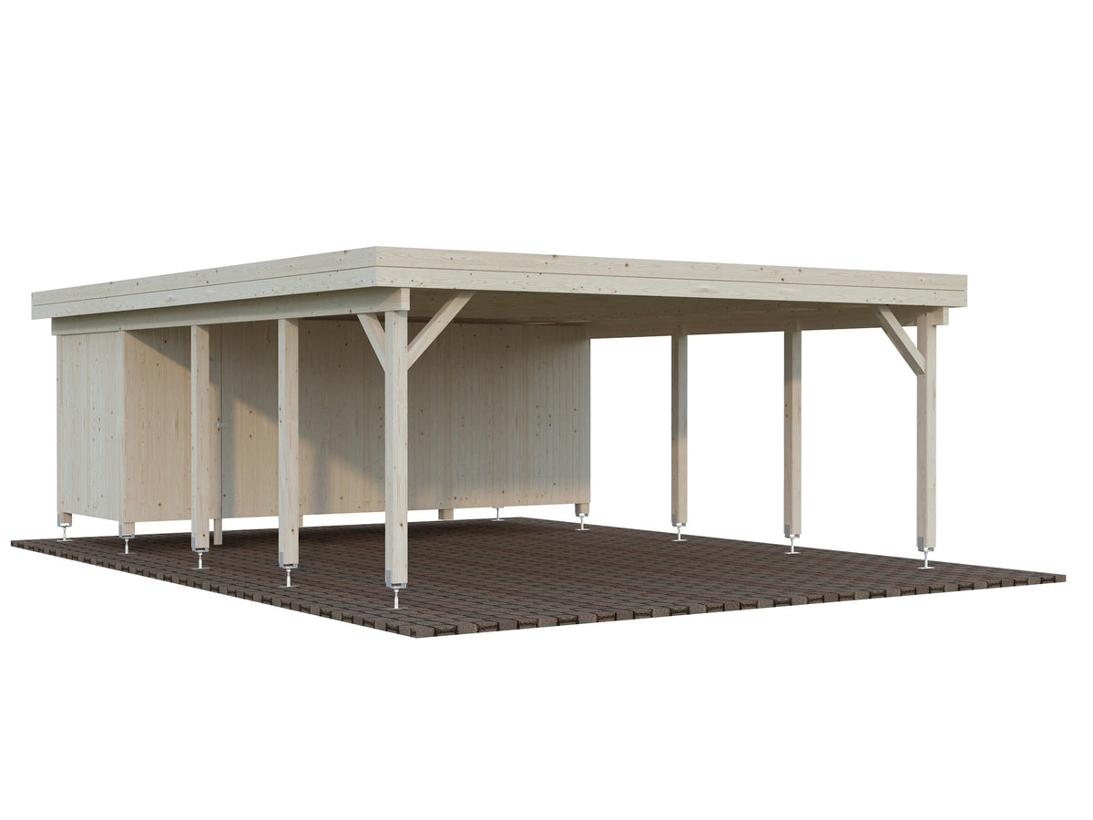 Timber Carport Karl 40.6 m² with shed