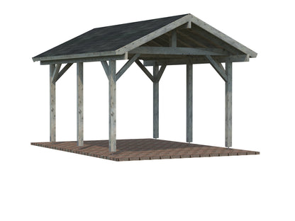 Timber Carport Robert 11.7 m², grey dip-treated