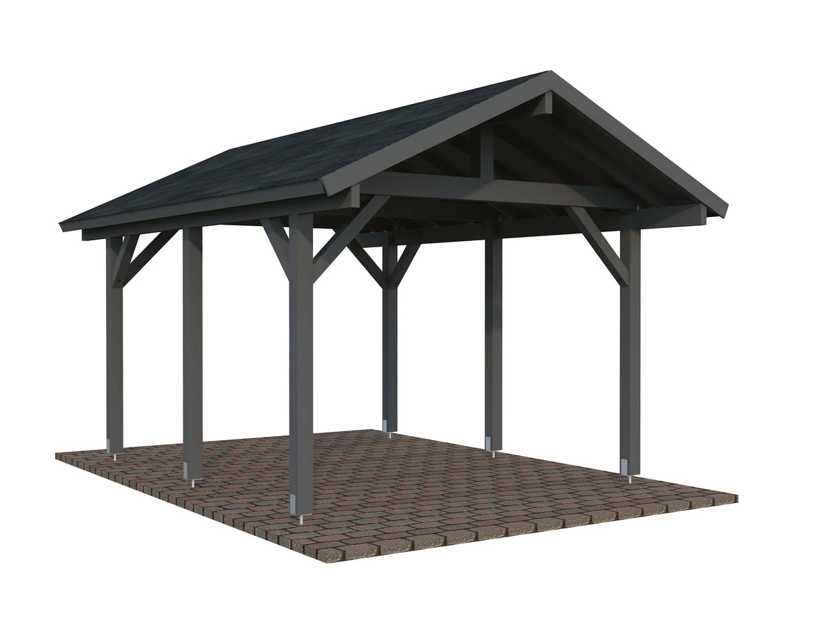 Timber Carport Robert 11.7 m², painted grey