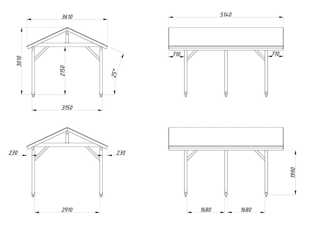 Timber Carport Robert 11.7 m²