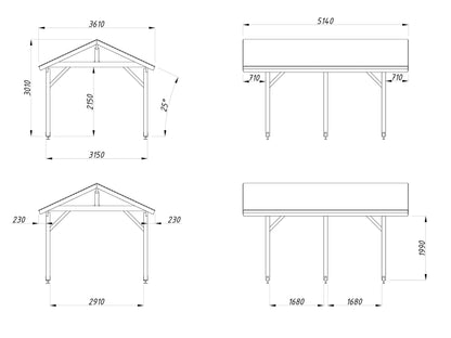 Timber Carport Robert 11.7 m²