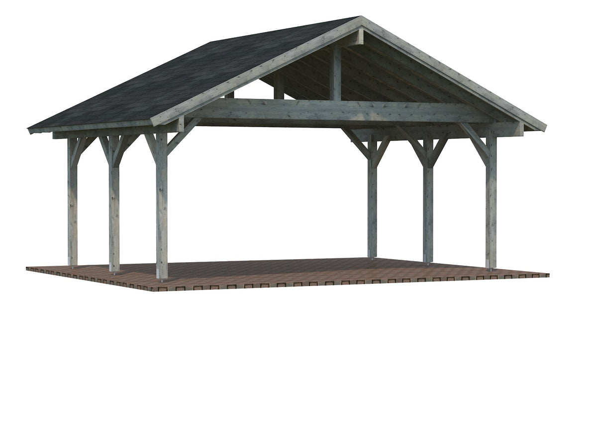 Timber Carport Robert 20.6 m², grey dip-treated