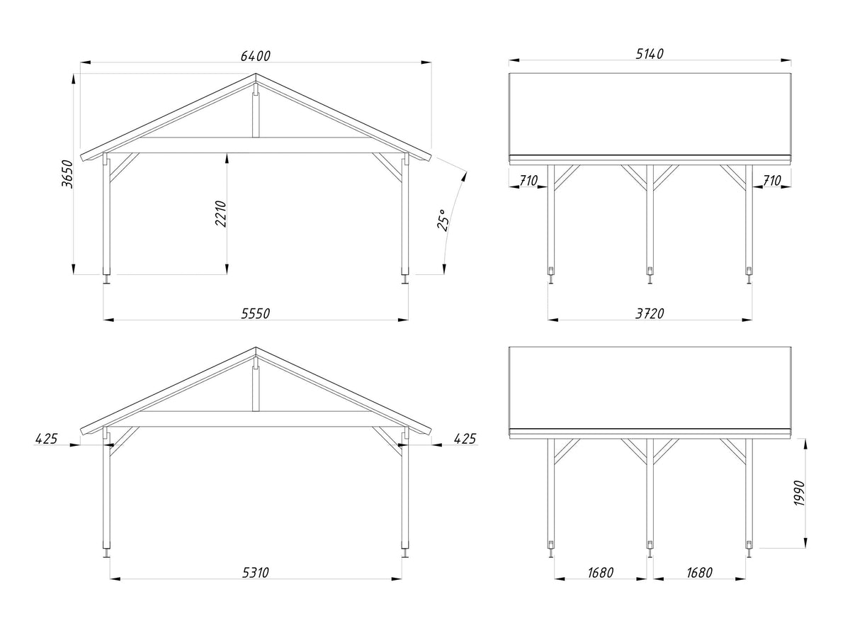 Timber Carport Robert 20.6 m²