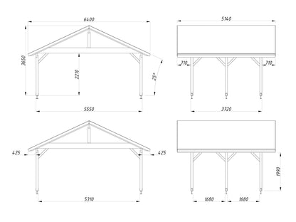 Timber Carport Robert 20.6 m²