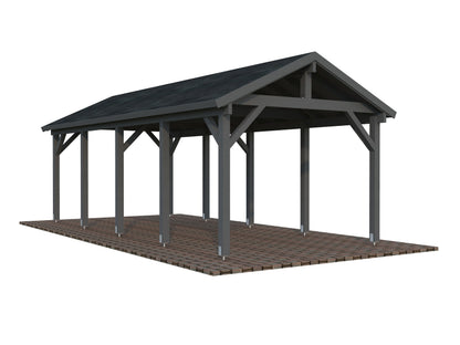Timber Carport Robert 23.1 m², painted grey