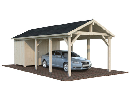 Timber Carport Robert 23.1 m² with shed