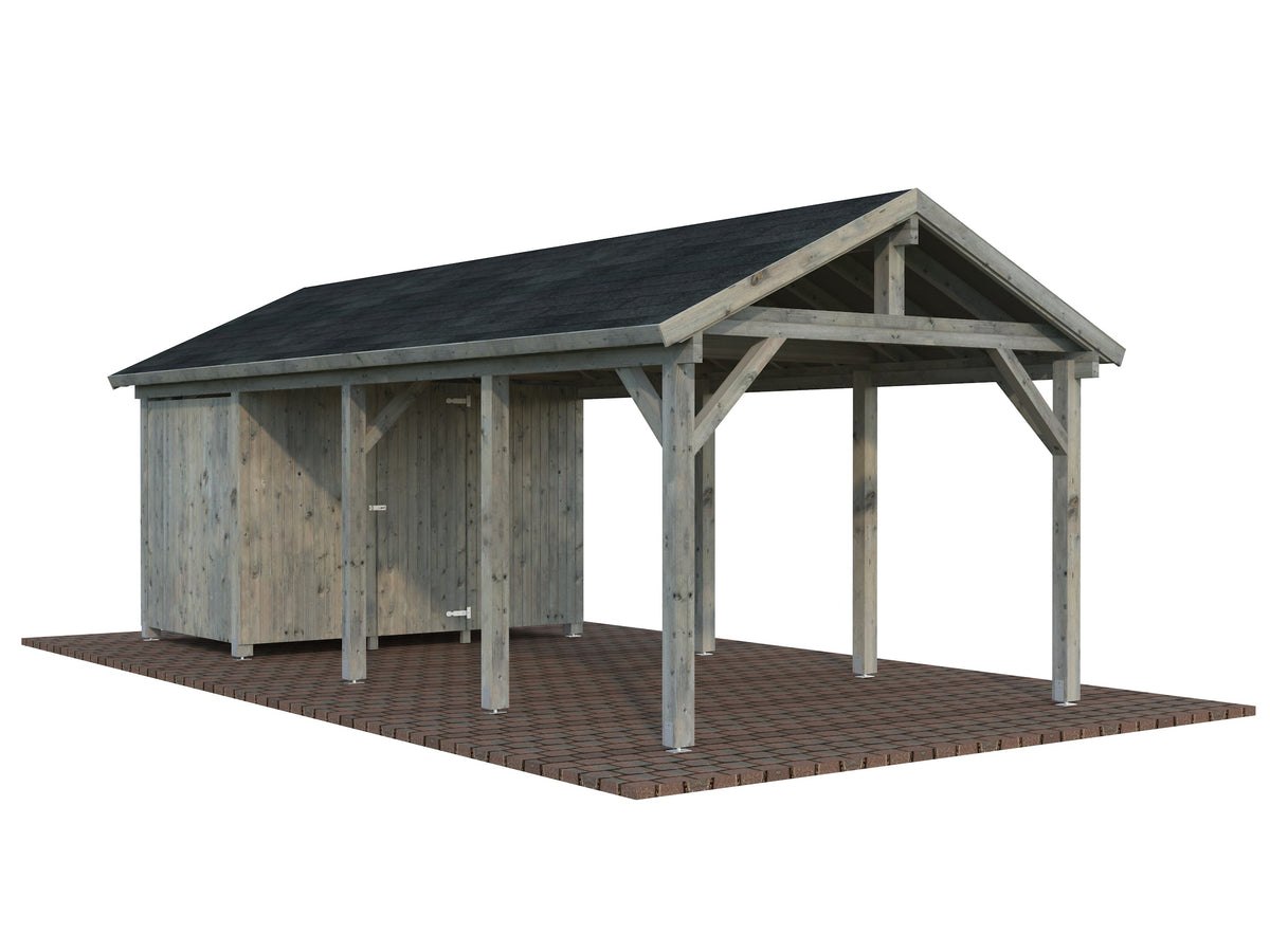 Timber Carport Robert 23.1 m² with shed