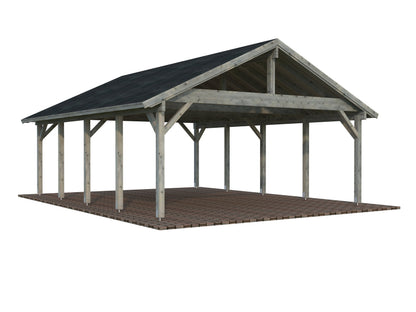 Timber Carport Robert 40.6 m², grey dip-treated