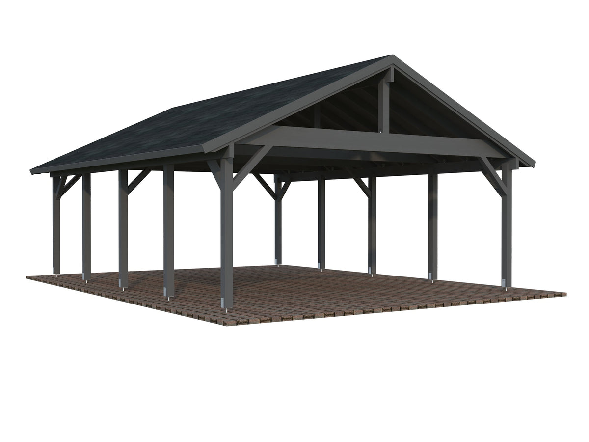Timber Carport Robert 40.6 m², painted grey