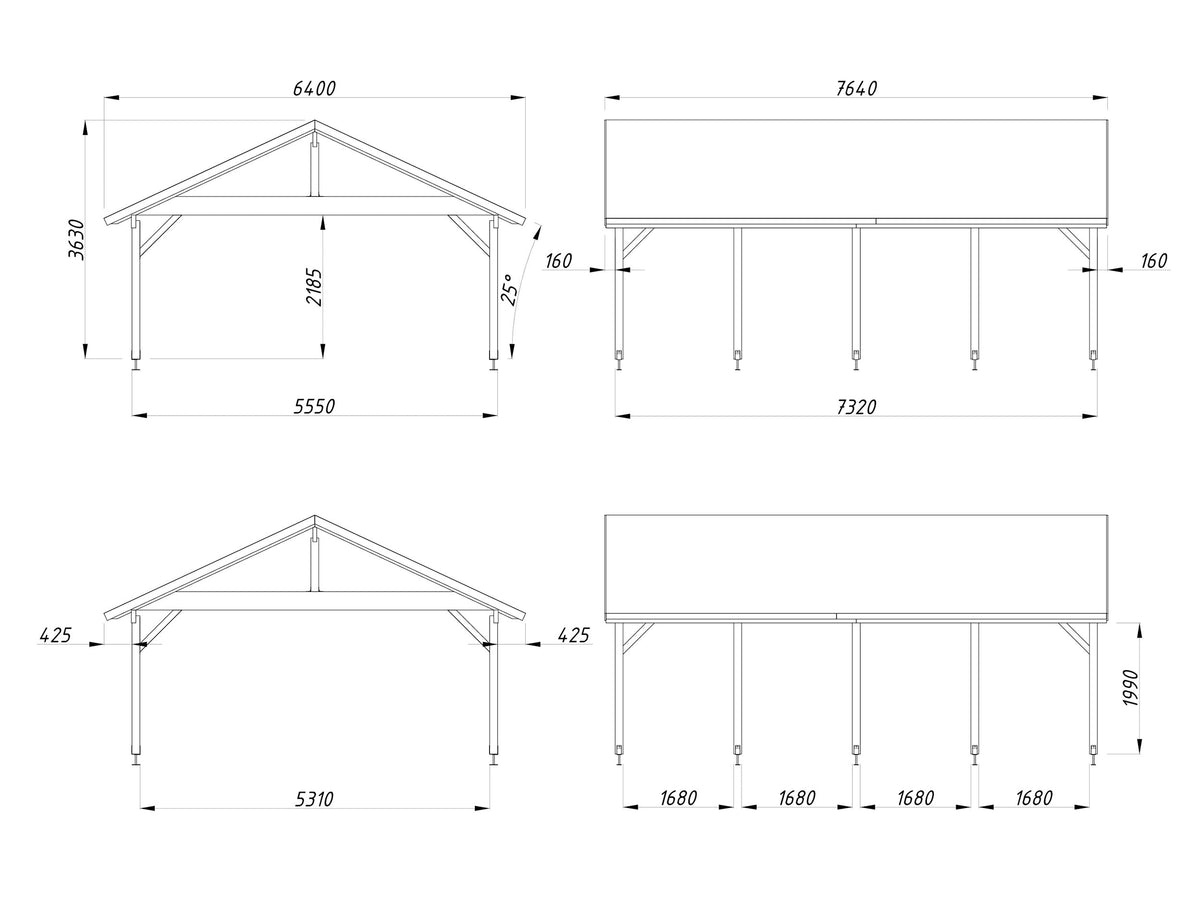 Timber Carport Robert 40.6 m²