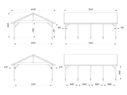 Timber Carport Robert 40.6 m²