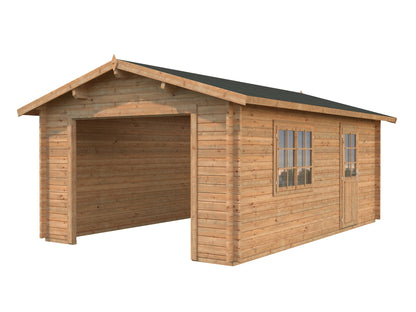 Timber Garage Irene/Roger 19.0 m² kit, brown dip-treated