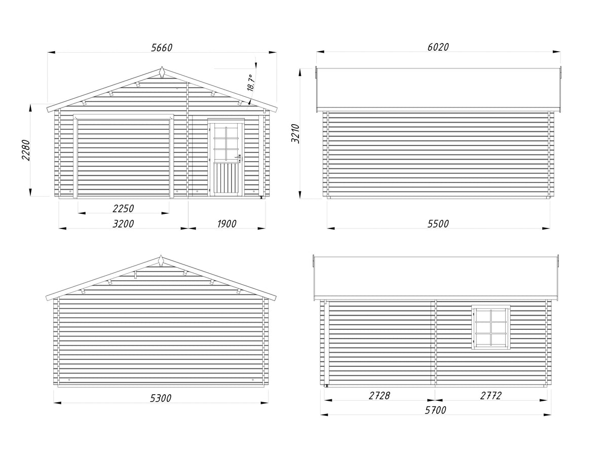 Timber Garage Irene/Roger 21.9+5.2 m² kit