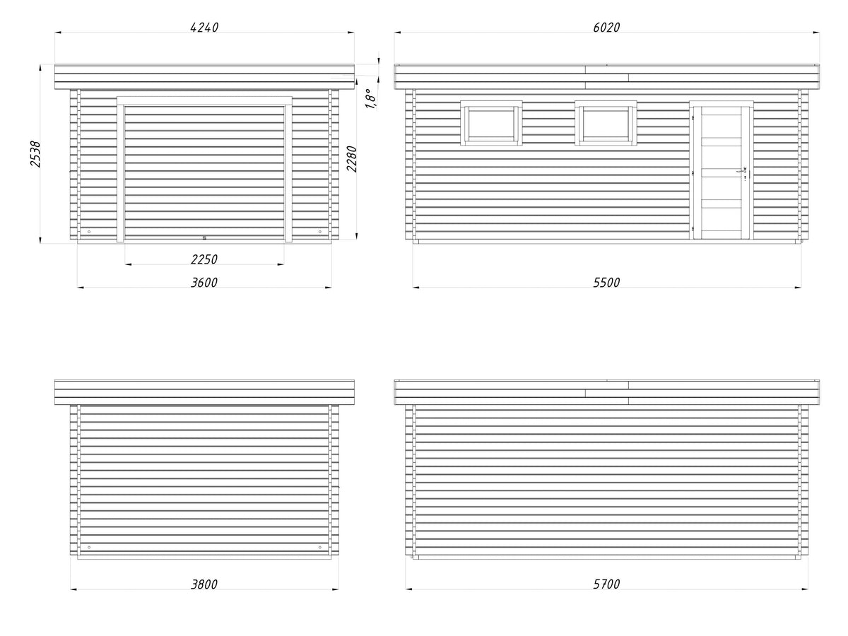 Timber Garage Rasmus 19.0 m² kit