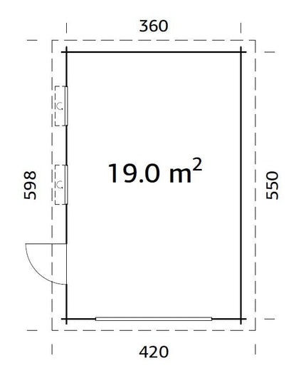 Timber Garage Rasmus 19.0 m² kit