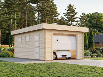 Timber Garage Rasmus 19.0 m² with sectional door