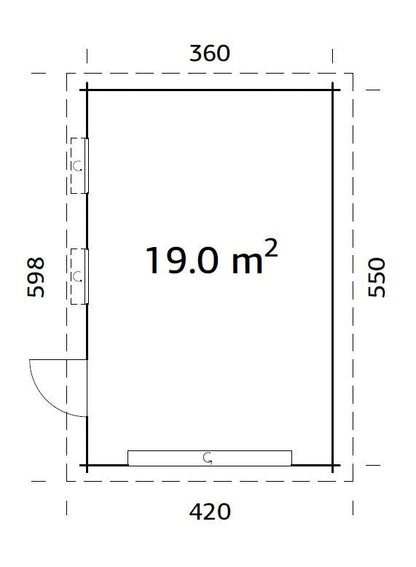 Timber Garage Rasmus 19.0 m² with sectional door
