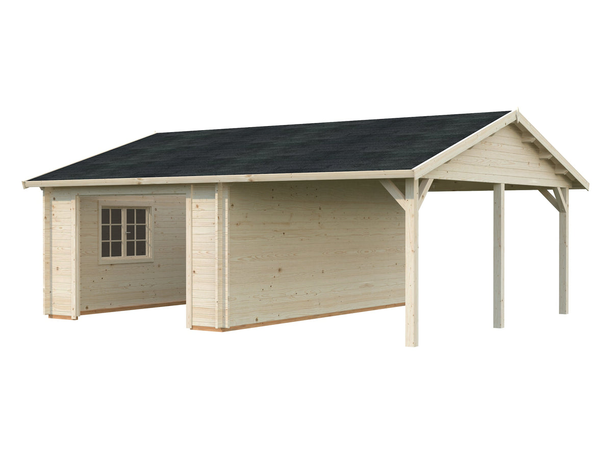 Timber Garage Roger 19.0+16.2 m² kit, untreated