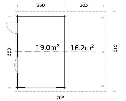 Timber Garage Roger 19.0+16.2 m² kit