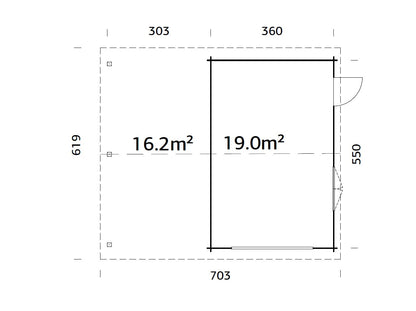 Timber Garage Roger 19.0+16.2 m² kit