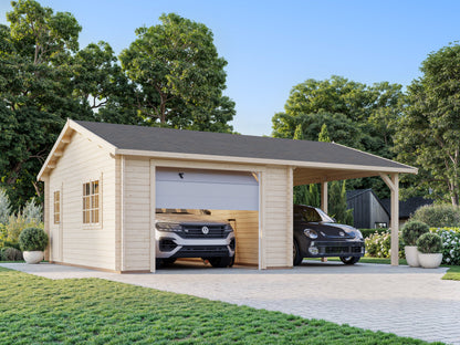 Timber Garage Roger 19.0+16.2 m² with sectional door