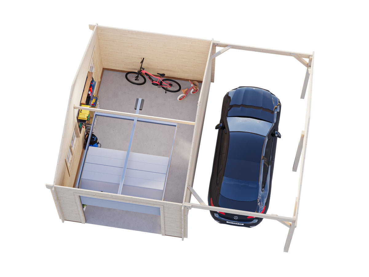 Timber Garage Roger 19.0+16.2 m² with sectional door