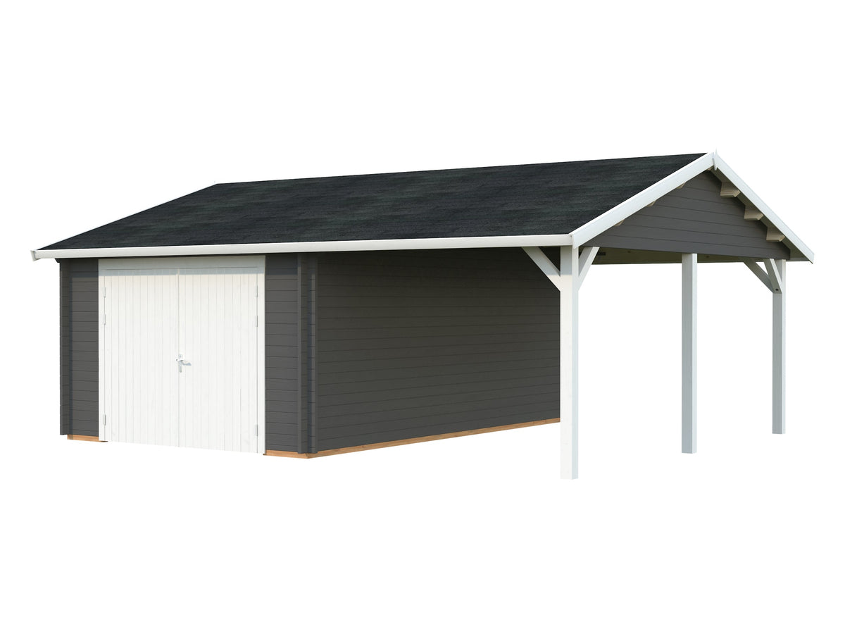 Timber Garage Roger 19.0+16.2 m² with wooden gate