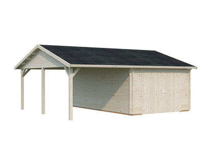 Timber Garage Roger 19.0+16.2 m² with wooden gate
