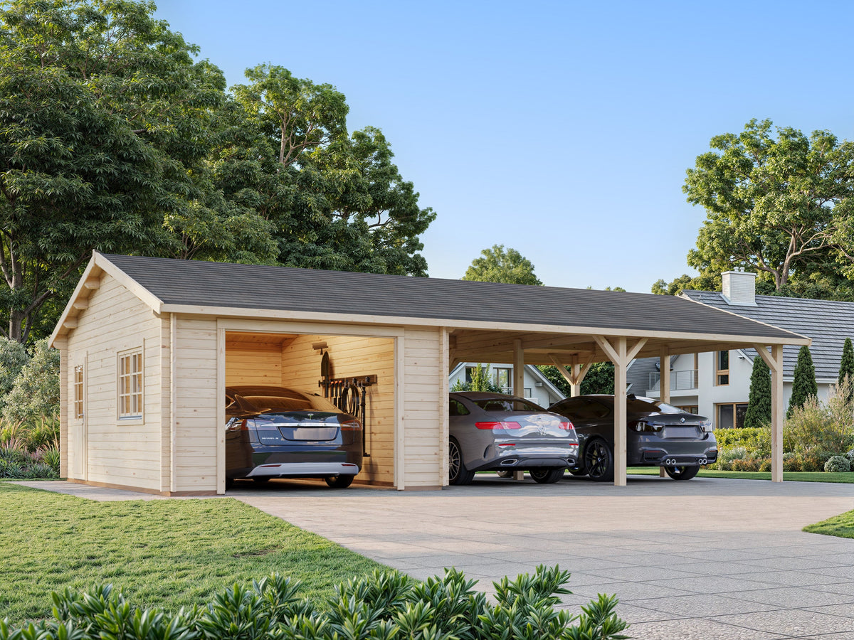 Timber Garage Roger 19.0+33.2 m² kit