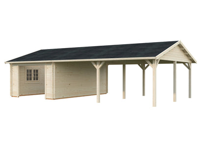 Timber Garage Roger 19.0+33.2 m² kit, clear dip-treated